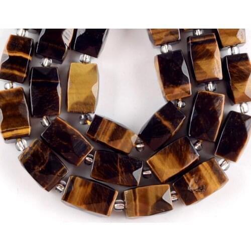 Natural Stone Yellow Tiger Eye Faceted Stone Cuboid Beads Spacer Loose Beads For Jewelry Making 5*10mm Diy Bracelet Strand 15"