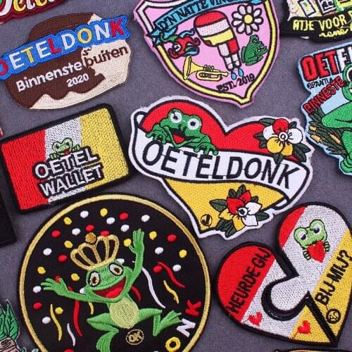 Oeteldonk Iron On Patches For Clothing Oeteldonk Frog Carnival for Netherland Embroidered Cartoon Patch Ironing Applications