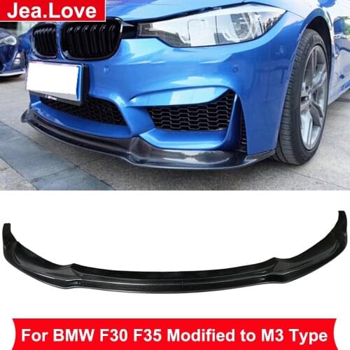 AN V Style Real Carbon Fiber Front Lip Bumper For BMW 3 Series F30 F35 320i 325i 330i Modified to M3 Type 2013-2018