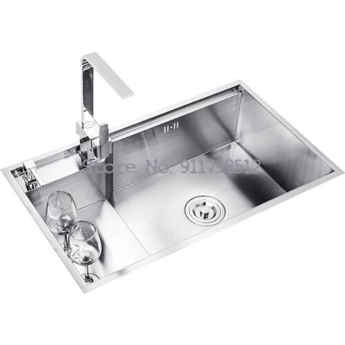 Sink Single Tank 304 Stainless Steel Manual Sink Large Package Sink Household Kitchen Sink Basin Sink Vegetable Sink
