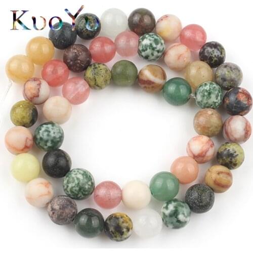 Natural Stone Multicolor Mixed Gem Beads Agates Jades Jaspers Round Loose Bead For Jewelry Making 6/8/10MM Diy Bracelet 15Inches