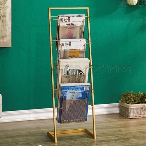 Nordic wrought iron floor books and magazine shelf data storage shelf book and newspaper shelf simple newspaper shelf