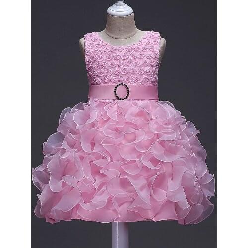 Flower Girl Wedding Bubble Dresses Infant Girls Puff Princess Dresses Girls Sleeveless Tutu Tulle Performance Stage Costumes