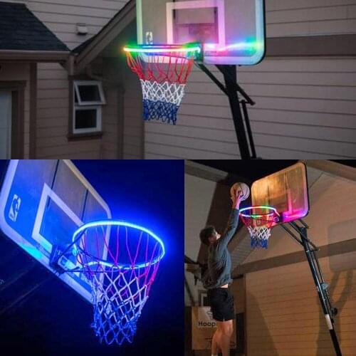 LED Basket light Hoop Solar Basketball Rim Playing Night Light Accessories Attachment for Kids Adult Colourful Night Light