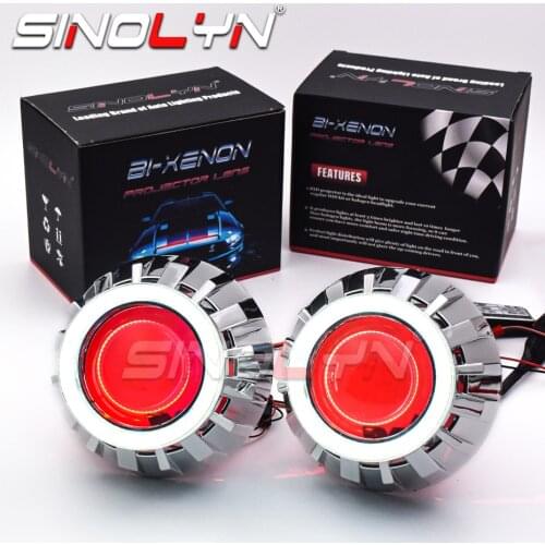 Sinolyn LED Angel Eyes Devil 2.5 Headlight Projector Lenses Bi Xenon Halo Ring Lens HID Projector For H4/H7 Cars Accessories