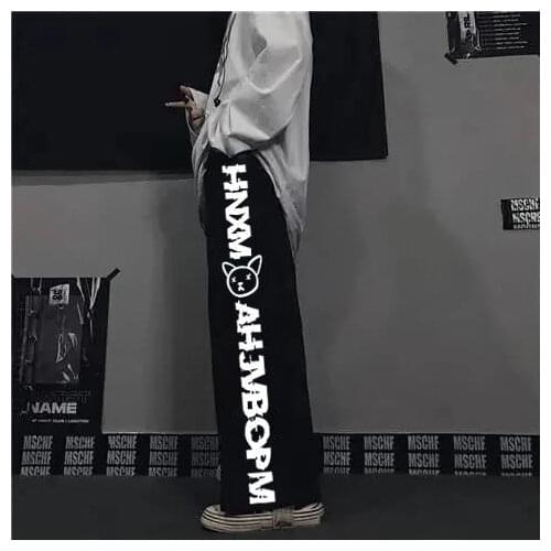 2021 Autumn Street Hip Hop Print High Waist Straight Leg Pants Loose Pants Harajuku Woman pants Men Women Sports Pants