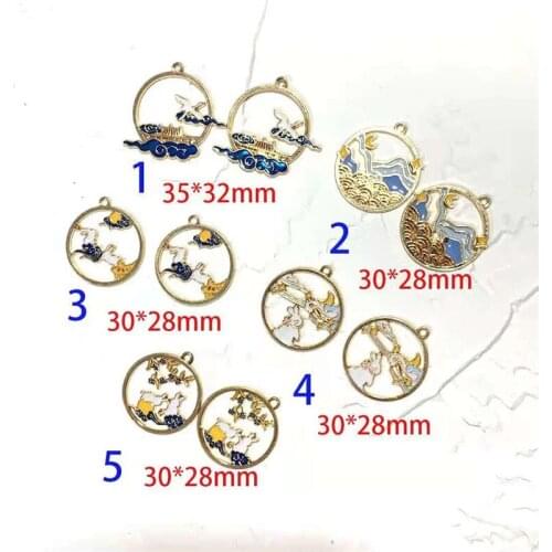 Chinese Style Seagull Bunny Drip Oil Alloy Jewelry DIY Manual Make Rubber Band Earring Bracelets Pendants Accessories Wholesales