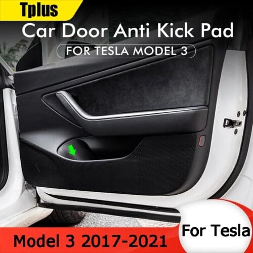 Tplus Car Door Side Kick Pad Protective Film For Tesla Model 3 2017-2021 Interior Sticker Modeling Accessory Icon
