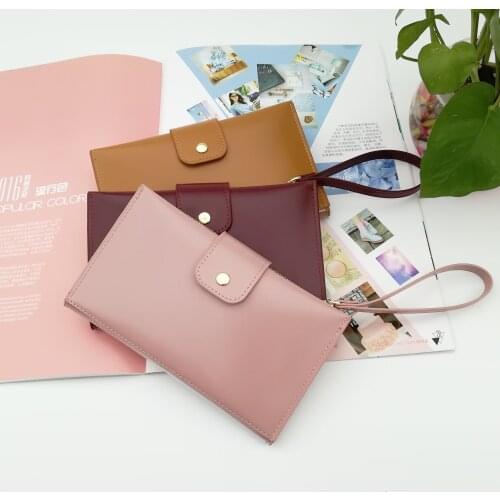 Wallet Mobile Phone Bag Anti-theft Wallet Back Side Clear Touching Screen Leather Bag Pouch Women Girls Lady Mini d88