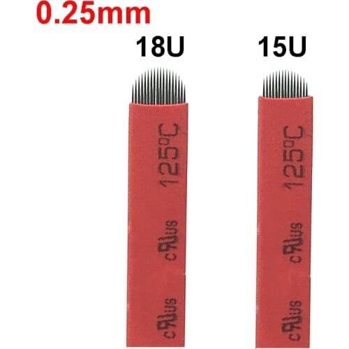 0.25mm Red flex 15/18 U Shape Microblading Needles Tebori Microblading Blades For Permannet Manual Tattoo Pen