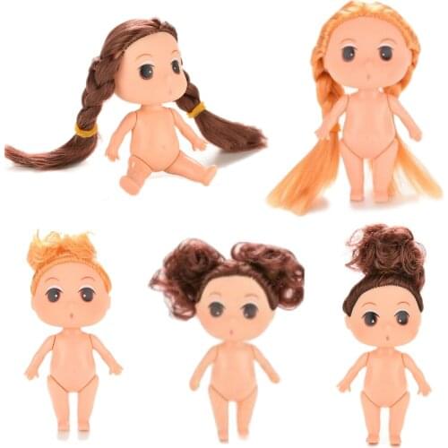 1 Pcs Novelty 9CM Ddung Dolls Toy Girl Brown Bun Hair Skirt Princess Confused Doll Christmas Wedding Gift Classic Toy