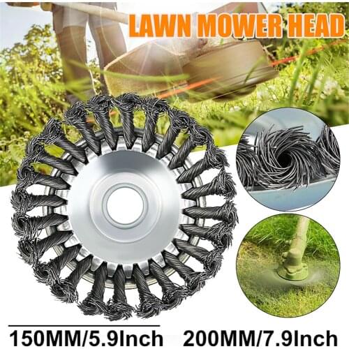 6/8 inch Grass Trimmer Head Steel Wire Wheel Disc Weed Twist Knot Brush Weeding Cutter Tools with Protection Covers