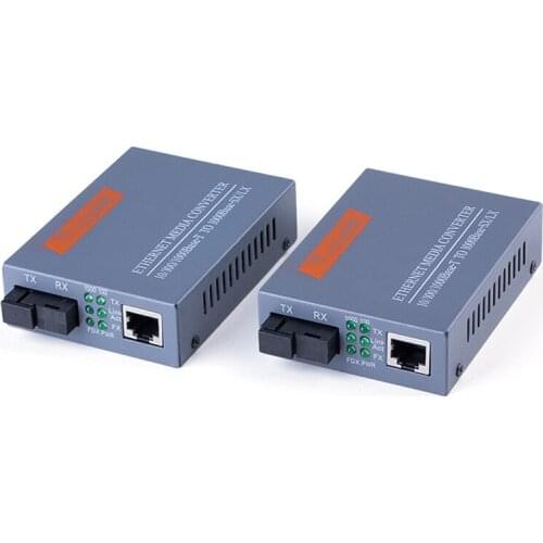 1 Pair HTB-GS-03 A/B Gigabit Fiber Optical Media Converter 1000Mbps Single Mode Single Fiber SC Port 20KM External Power Supply