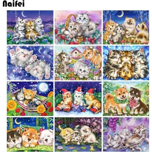 DIY Diamond Painting Cat 5D Full Square/Round Drill Diamond Embroidery Animal Mosaic Rhinestone Home Decor Wall Art Gift