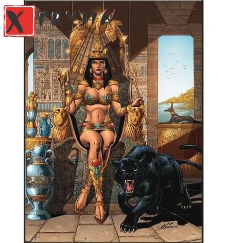 Diamond painting Cleopatra and the Black Panther diy full square drill diamond embroidery round diamond mosaic home decoration