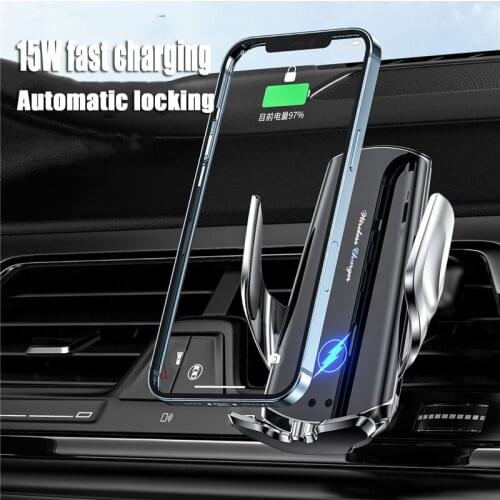 15W Fast Charge Wireless Car Charger Infrared Sensor Automatic Clamping for IPhone 12 Pro Max Samsung S21 Car Phone Holder Mount