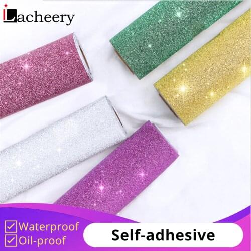 Shining Self Adhesive Glitter Wallpaper Furniture Decorative Decals Waterproof Shiny Wall Murals Gift Box Packaging Home Decor