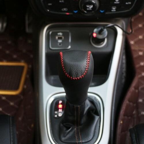 Carmilla Pu Leather Interior Car Gear Head Shift Knob Cover Gear Shift Collars Case for Jeep Renegade 2014 - 2017 Accessories