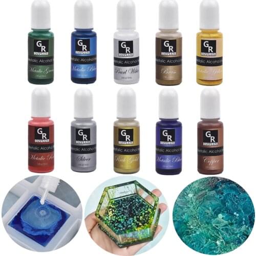 10ml 3D Metallic Resin Pigment Alcohol Ink Diffusion Liquid Resin Colorant Dye DIY UV Resin Mold Star Sky Effect Jewelry Making