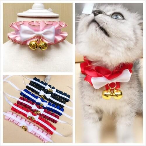 Cute Dog Collar Sweet Crochet Woolen Dog Bandana Bowknot Pet Necklace Manual Cat Scarf for Small Dogs Pink Kitten Accessories