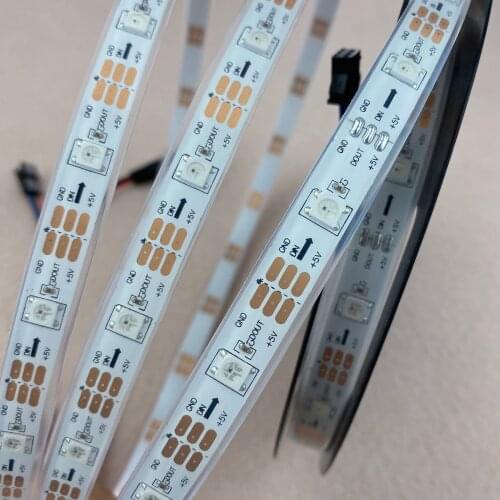 Addressable 5m DC5V WS2812B led pixel srip,IP68,30pcs WS2812B/M with 30pixels;WHITE PCB,IP68;epoxy resin filled in the tube