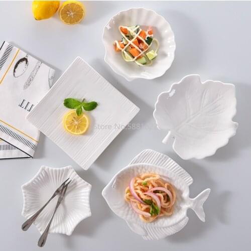 Fashion Beautiful Cute Dish Cake White Ceramic Dish Dessert Sushi Snack Children Western Dish Kitchen Tableware Dinner Plates