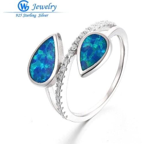 Wedding Rings Fashion Blue Fire Opal Ring Fashion Jewelry Cocktail Ring by Silver Trendy Style