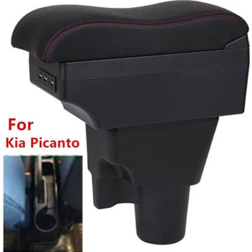 For Kia Picanto Armrest box central Store content Picanto armrest box with cup holder ashtray with USB interface