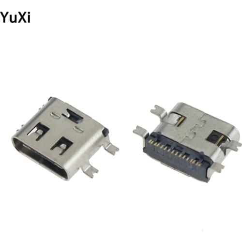 10pcs Micro Usb Jack 3.1 Type-C 16Pin Four Feet Full Sticker Female Connector For PCB Mobile Phone Charging Port Charging Socket