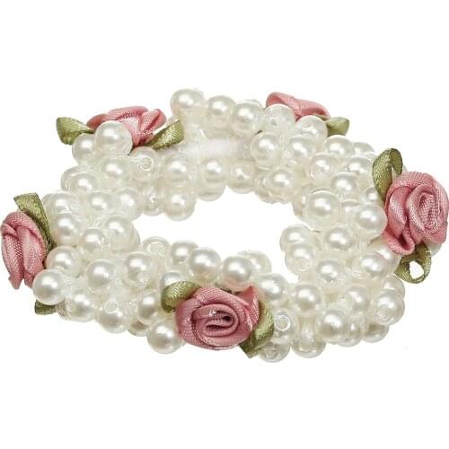 Women Pearl Gold Hair Tie Hair Ties for Girls Ponytail Holder Pearl Elastic Hair Ropes Bands Hair Accessories Gifts For Girls