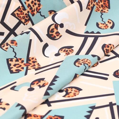 114CM Wide 16MM Brown Blue Pink Print Thin Silk Crepe de Chine Fabric for Summer Dress Jacket Pants B218