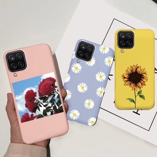 Sunflower Daisy Candy Silicone Case For Samsung Galaxy A12 Case 6.5" Soft TPU Back Cover For Coque Samsung A12 A 12 SM-A125F