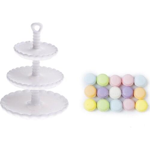 Random 15pcs Clay Macarons Cake Dessert & Fruit Cakes Desserts Miniature Dolls House Decoration Accessory