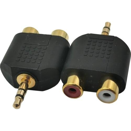 Stereo RCA Splitter Connector 3.5 mm Male to 2 RCA Female Audio Adapter for Computer Speaker Earphone Headphone
