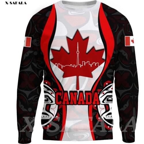Canada Haida Maple Flag Printed Loose Sweatshirt Hoodie Harajuku Man Unisex Outwear Zipper Pullover Jersey Tops Hoody Streetwear
