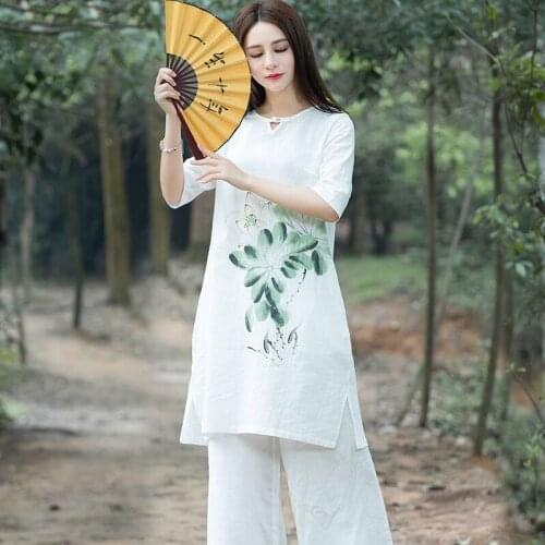 Traditional Chinese Clothing For Women Wushu Kung Fu Uniform Female Yoga Pants Suit Hanfu Tai Chi Zen Meditation Clothing TA1521