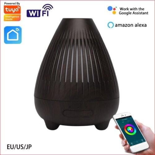 Tuya Smart WiFi Essential Oil Aromatherapy Diffuser Wood Grain Air Humidifier Work With Smart Life APP Support Google Home Alexa