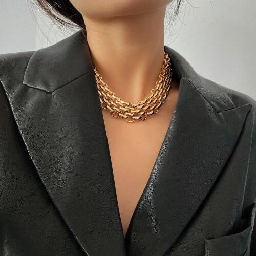 Exaggerated Thick Link Chains Choker Necklace for Women Gold Silver Color Fashion Jewelry Clavicle Chain Simple Big Necklaces