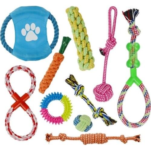 1 Set Dog Chewing Toys for Teeth Cleaning Pet Durable Braided Rope Gift Set Throwing Bite Interactive Training Toys