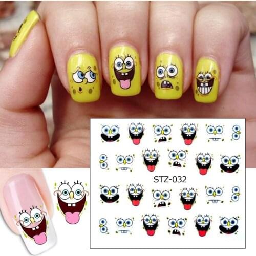 1 sheets New carton smile face Tips Design Nail Art Water Transfer Decals DIY Beauty Decal Nail Decoration Tools #XF1248