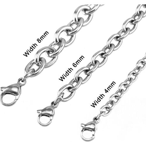 4/6/8mm Stainless Steel Rolo Link Chain Chaine Acier Pour Faire Bijoux Acero Inoxidable Cadenas DIY Jewelry Making 10pcs