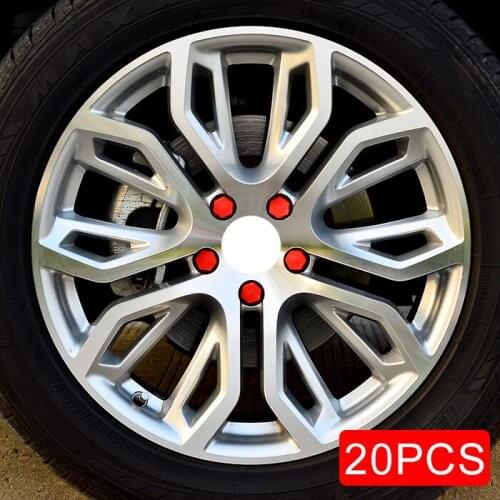 19mm Car Truck Wheel Tyre Center Hub Screw Nuts Lug Bolt Red Rubber Caps 20pcs/Combo Accessories Decoration Parts