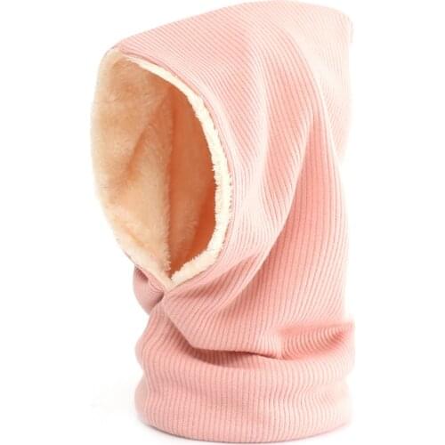 2021 New Design Winter Cap Neck Scarf Ring Unisex Women Men Warm Knitter Head Scarves Solid Thick Fur Snood