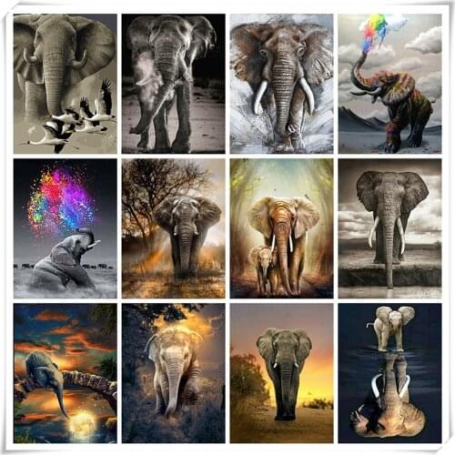 5D DIY Diamond Painting Elephant Full Square / Round Drill Diamond Embroidery Animals Mosaic Rhinestone Pictures Home Decor Art