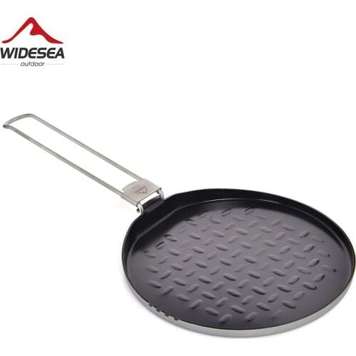 Widesea Titanium Nonstick Frying Pan Pot Bowl Camping Ultra-light Plate Tableware Cooking Utensils Bbq Picnic Cookware
