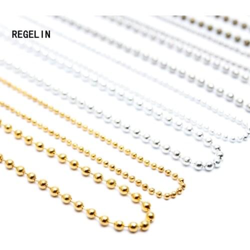 REGELIN Fashion 10pcs/lot 70cm Length 1.5mm/2.4mm Ball Bead Chains Bulk Chain Simple Style Necklace DIY Necklaces Findings