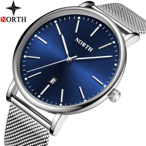 Luxury Brand Men Watch NORTH Fashion Casual Sport Steel Mesh Quartz Watch Business Waterproof Men Watches Clock Relogio Masculin