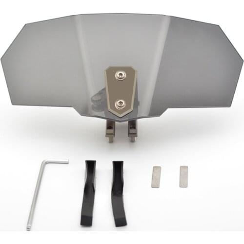 Smoke Upper Outer Windshield Air Wind Deflectors Windscreen Adjustable Bracket Set for Motorcycle Universal