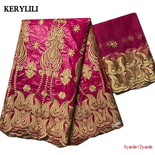 Fushia Pink Embroidery African Lace Fabric French Tulle Bazin Riche Getzner Swiss Voile Lace Bridal Dress Women/Men KRL-95557