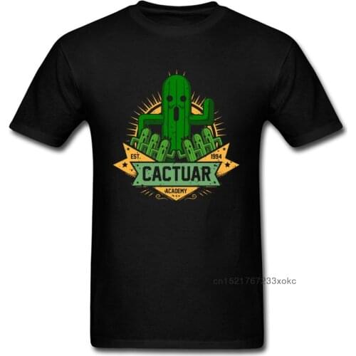 Cactuar Academy Tees Men T-shirt Final Fantasy T Shirt Cotton Tops Funny Summer Tshirt Gamer Streetwear Cartoon